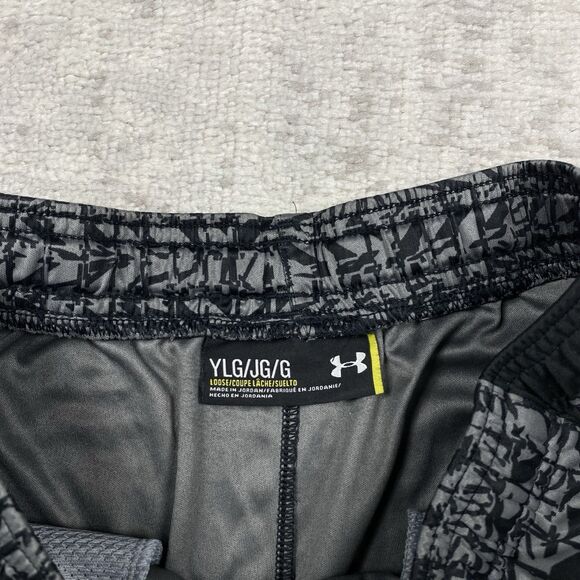 Under Armour Loose Youth Short Drawstring Grey Black Basketball Size Large - Picture 4 of 6